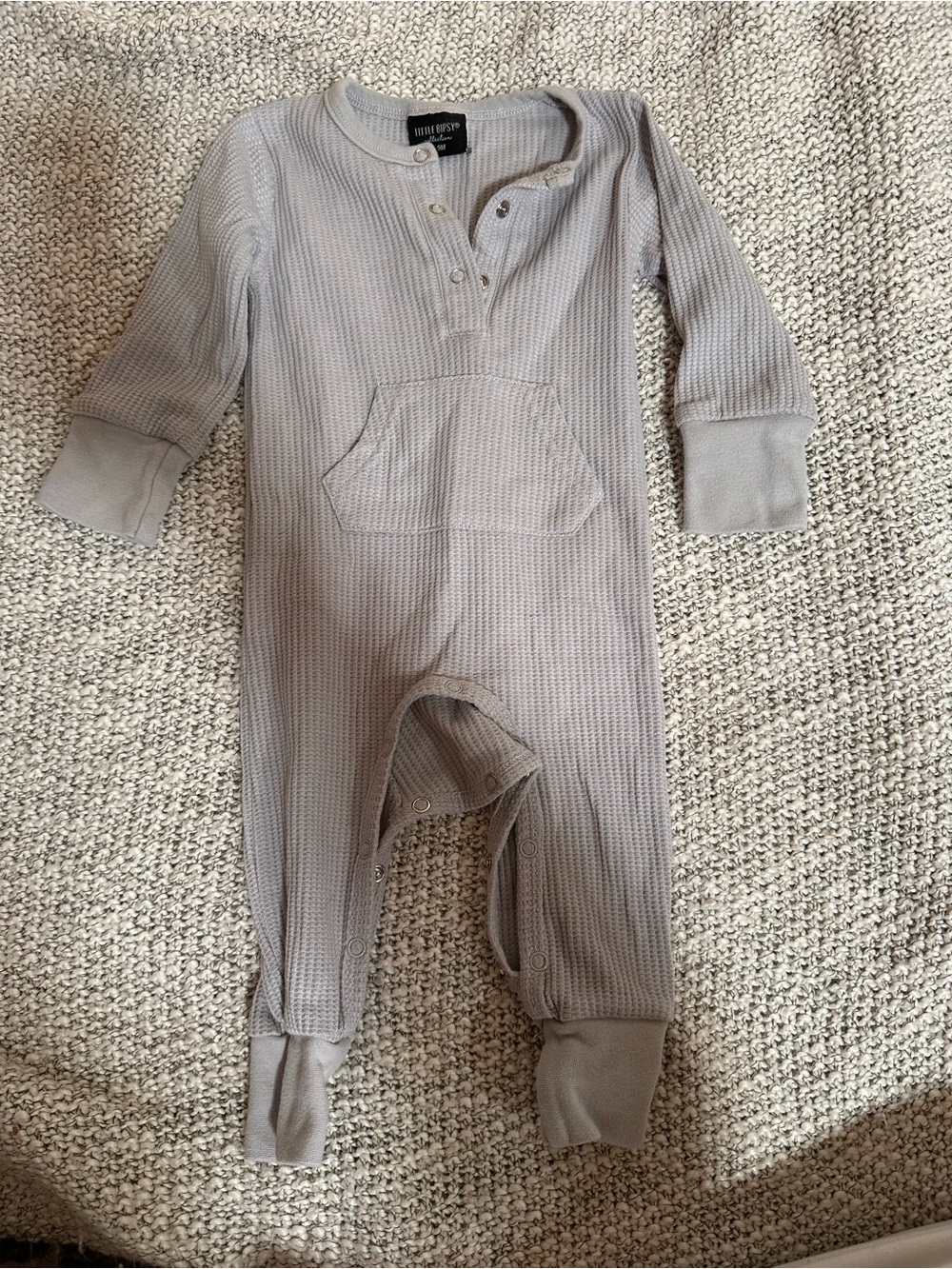 Little Bipsy Gray Waffle-Knit Kids One-Piece